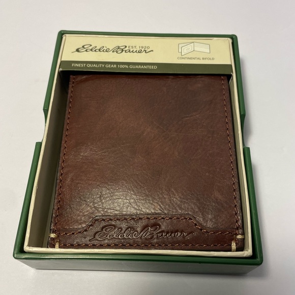 Eddie Bauer Men’s Brown Continental Bifold Wallet - Picture 1 of 13